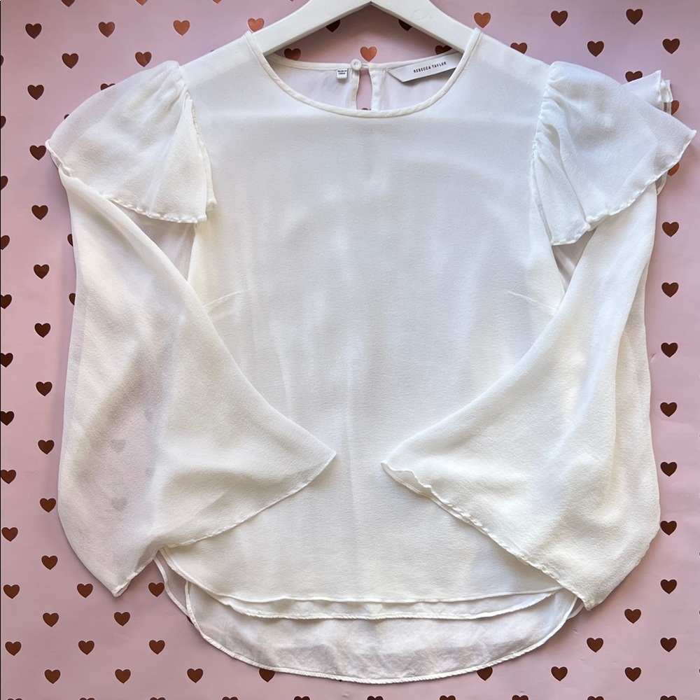 Rebecca Taylor Ruffle Silk Chiffon Blouse